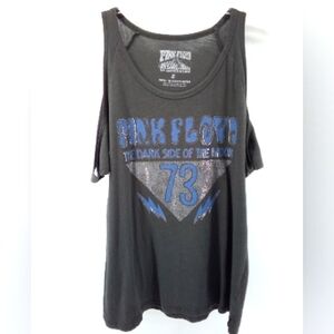 Lucky Brand PInk Floyd Dark Side of the Moon 73 100% Cotton Cold Shoulder Top S
